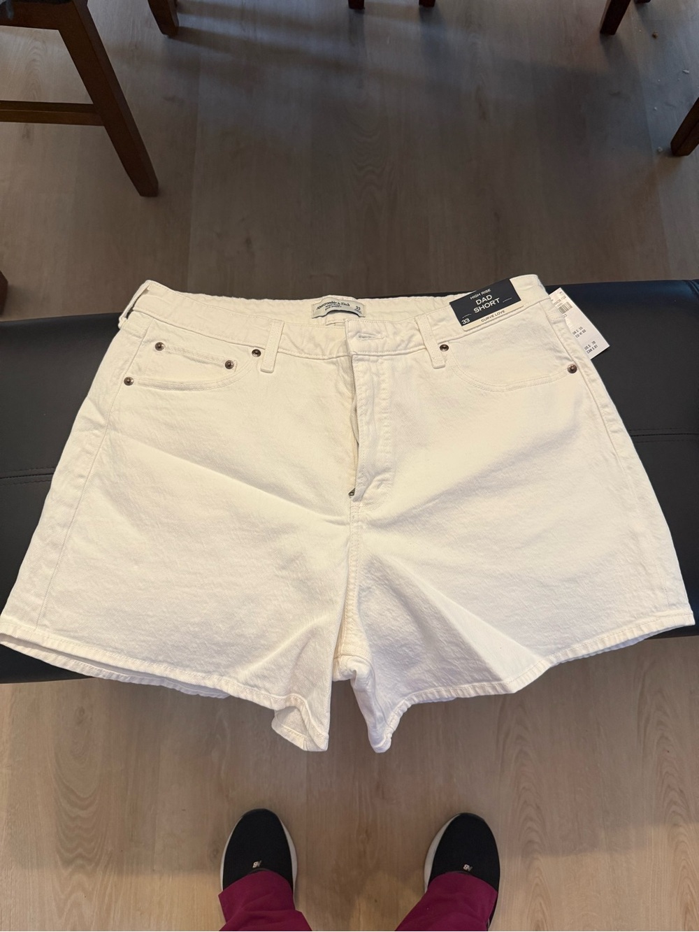 Abercrombie & Fitch White High-Rise Denim Shorts